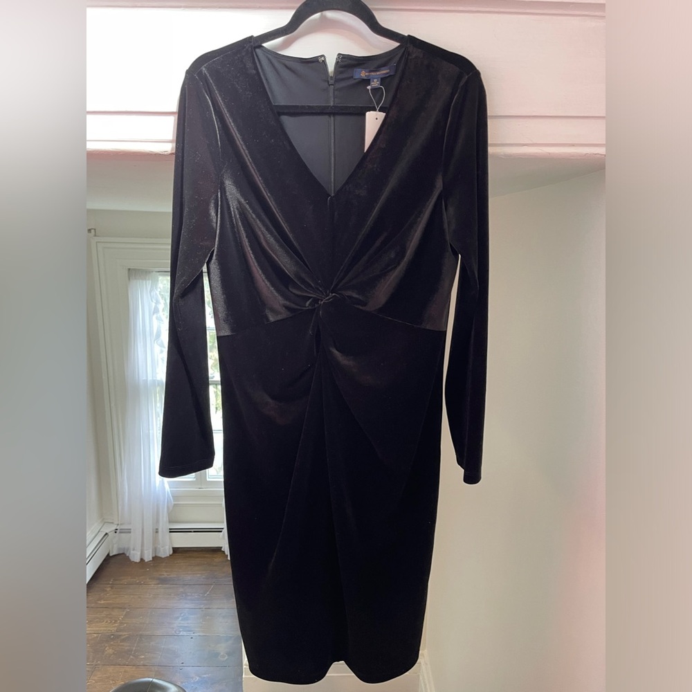 Blk suede long sleeve dress